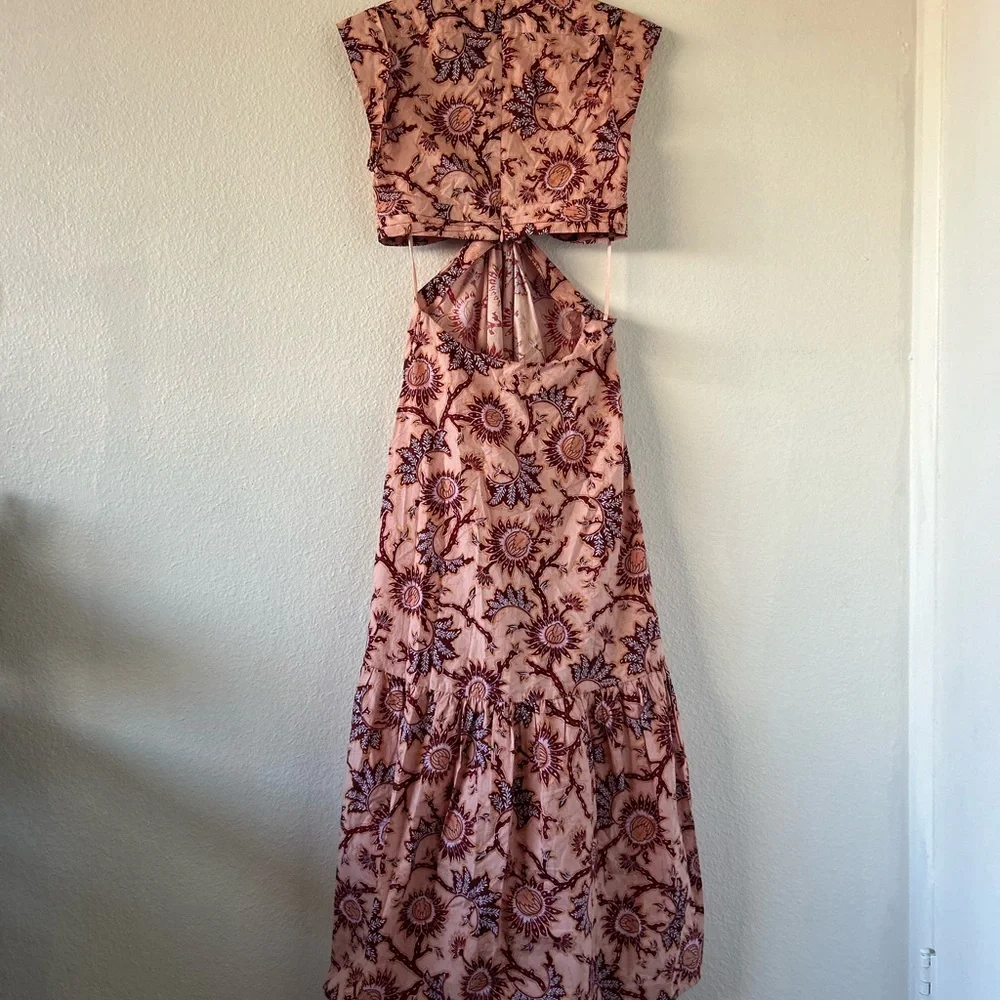 A.L.C Alexandria Pink Floral Printed CutOut Midi Dress Size 4 - Picture 7 of 10
